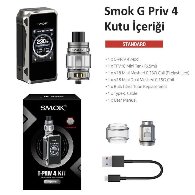 smok g priv 4 kutu içeriği