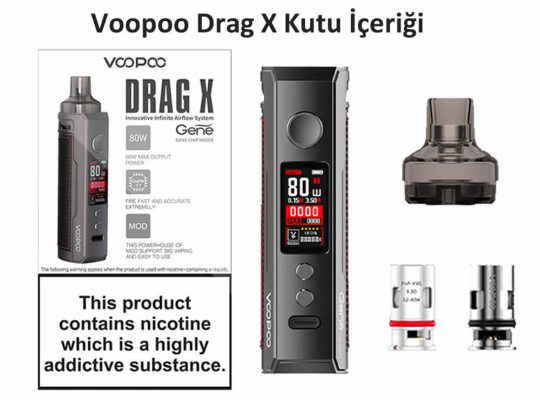 voopoo drag x kutu içeriği