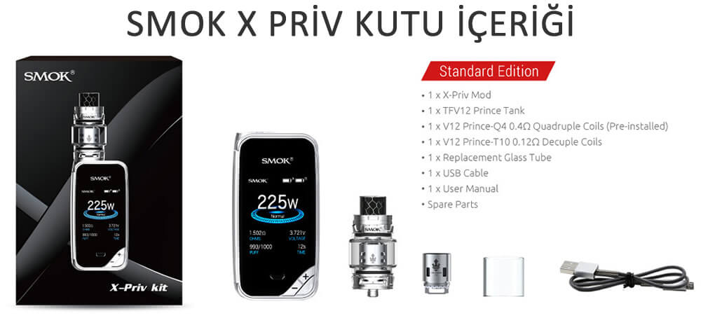 Smok X Priv Kutu İçeriği